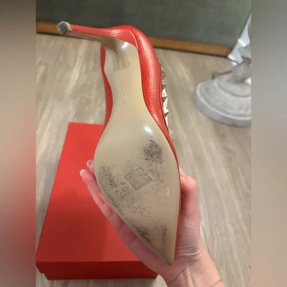 Valentino Garavani Studded Red Heels - Picture 6 of 12